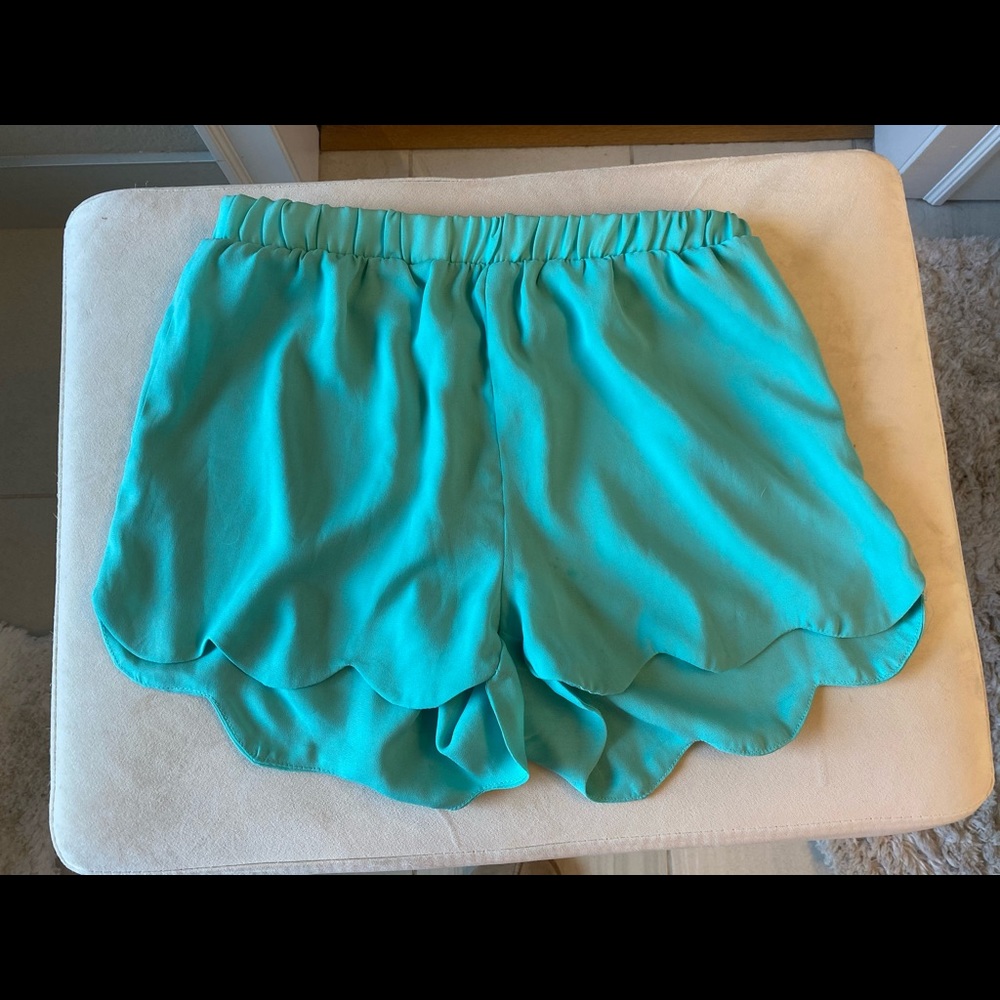 Turquoise silky shorts